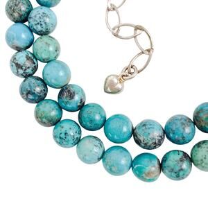 Signed Jay King DTR Sterling Silver Turquoise Gemstone Beaded 20" Necklace VTG